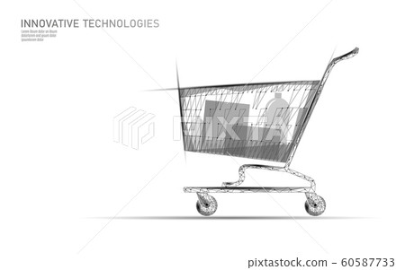 Shopping cart low poly design 3D. Online shop trade market technology vector illustration Shopping cart low poly design 3D. Online shop trade market technology vector illustration 60587733