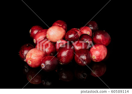 Fresh red cranberry isolated on black glass 60589114