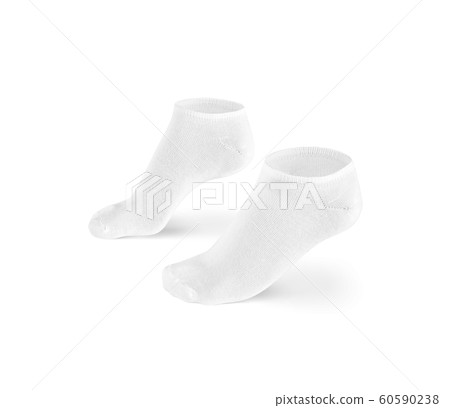 Blank white short socks design mockup, isolated, clipping path 60590238
