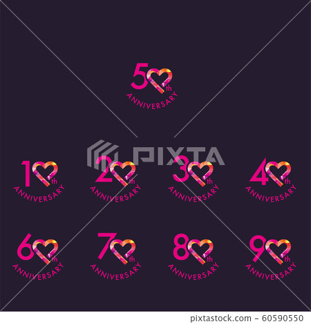 Anniversary logo heart emblem set Anniversary logo heart emblem set 60590550