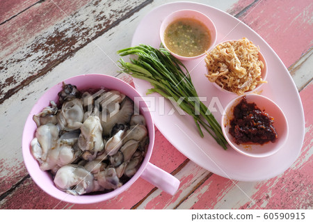Fresh oysters of Thai seafoods. Fresh oysters of Thai seafoods. 60590915