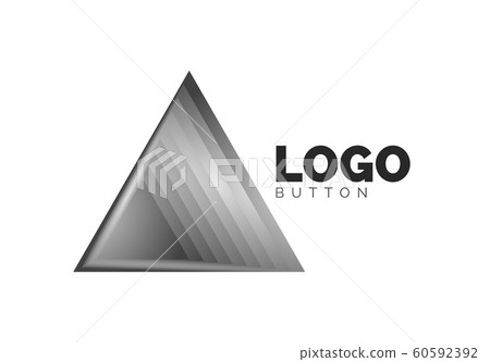 Triangle icon geometric logo template. Minimal geometrical design, 3d geometric bold symbol in relief style with color blend steps effect. Vector Illustration For Button, Banner, Background Triangle icon geometric logo template. Minimal geometrical design, 3d geometric bold symbol in relief style with color blend steps effect. Vector Illustration For Button, Banner, Background 60592392