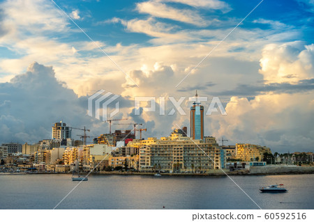 beautiful day view of harbor at St. Julians to 60592516