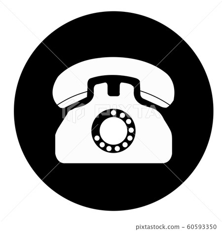 Phone icon in a black circle on a white background 60593350