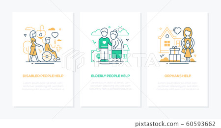 Volunteering concept - line design style banners set 60593662