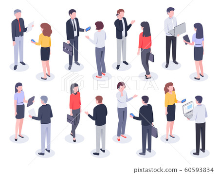 Isometric office people. Business persons, bank employee and professional corporate businessman vector 3D illustration set Isometric office people. Business persons, bank employee and professional corporate businessman vector 3D illustration set 60593834