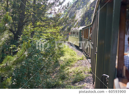 Vintage train in a motion 60593900