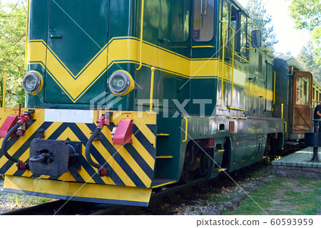 Parked green locomotive Parked green locomotive 60593959