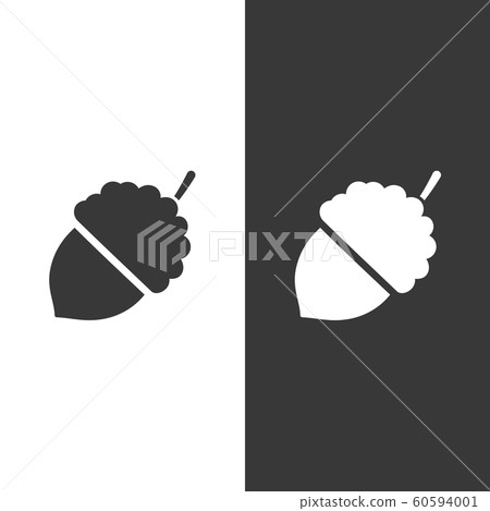 Acorn. Icon on black and white background 60594001