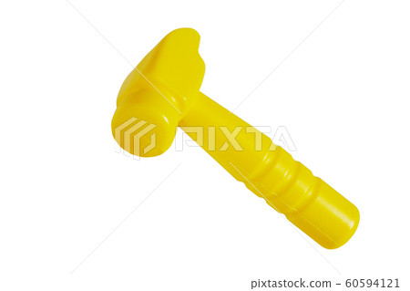 Image of plastic toy hammer isolated on white background. 60594121