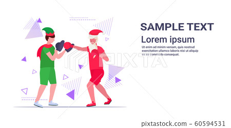 santa claus boxer practicing boxing exercises with elf helper workout healthy lifestyle christmas holidays celebration concept full length horizontal copy space santa claus boxer practicing boxing exercises with elf helper workout healthy lifestyle christmas holidays celebration concept full length horizontal copy space 60594531