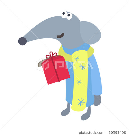 Cute New Year grey rat Cute New Year grey rat 60595408