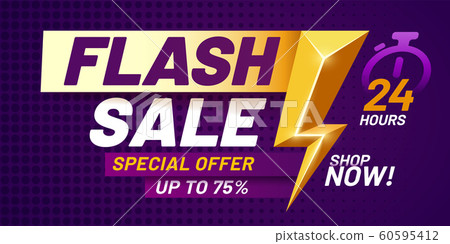 Flash sale poster. Lightning offer sales, special night deal and flashes offers discount dark billboard banner vector illustration Flash sale poster. Lightning offer sales, special night deal and flashes offers discount dark billboard banner vector illustration 60595412
