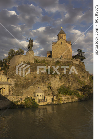 Metekhi Temple and Monument to King Vakhtang Gorgasali Tbilisi 8.10.2019, Georgia Metekhi Temple and Monument to King Vakhtang Gorgasali Tbilisi 8.10.2019, Georgia 60595675