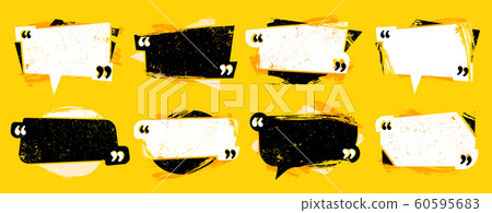Grunge quote in quotes. Textured quotation frame, comment speech frames and quotations template vector set 60595683
