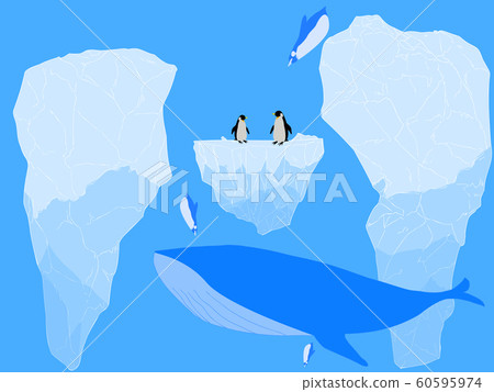 Iceberg, penguin and whale 60595974