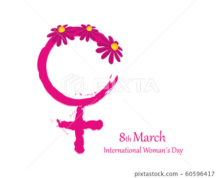 pink female symbol with flower for womens day pink female symbol with flower for womens day 60596417