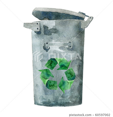 Watercolor illustration of garbage bin Watercolor illustration of garbage bin 60597002