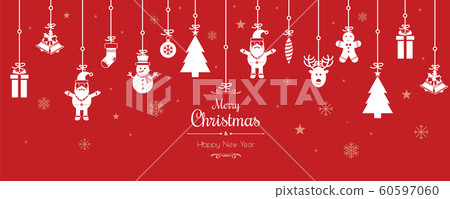 Christmas greetings ornament elements hanging in 60597060