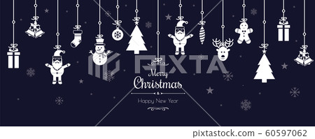 Christmas greetings ornament elements hanging in Christmas greetings ornament elements hanging in 60597062