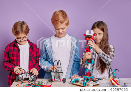 little caucasian children love engineering little caucasian children love engineering 60597063