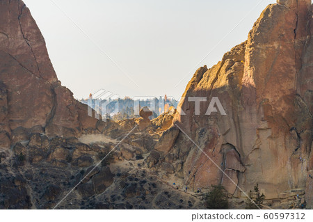 Sunset view of climbing walls at Smith Rock 60597312