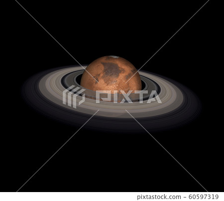 Mars planet with Saturn ring isolated on black Mars planet with Saturn ring isolated on black 60597319