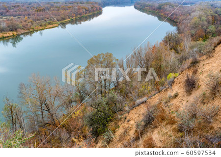 Landscape view of steppe and calm river Don in Russia in autumn Landscape view of steppe and calm river Don in Russia in autumn 60597534
