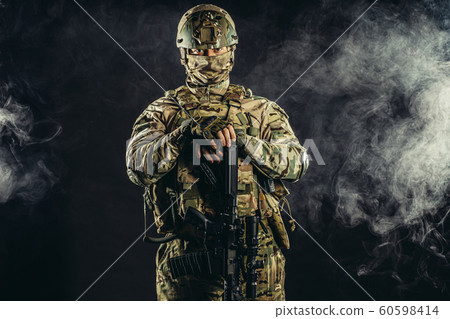 portrait of military man looking at camera 60598414