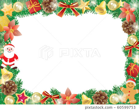 聖誕老人,一品紅和松樹聖誕節框架紅色 聖誕老人,一品紅和松樹聖誕節框架紅色 60599753