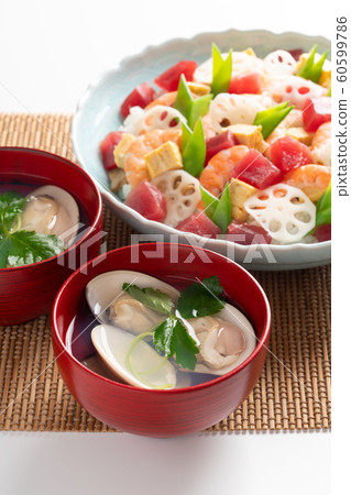 Chirashi Sushi and Tide Soup 60599786