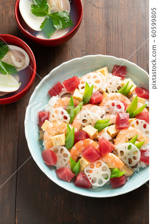 Chirashi Sushi and Tide Soup 60599805