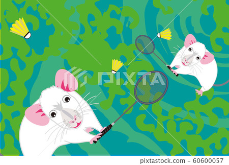 New Year's card material for sports fans of rats and badminton New Year's card material for sports fans of rats and badminton 60600057