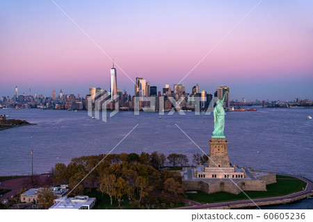 New York Manhattan and Statue of Liberty Aerial New York Manhattan and Statue of Liberty Aerial 60605236