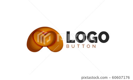 Abstract round shape logo template. Minimal geometrical design, 3d geometric bold symbol in relief style with color blend steps effect. Vector Illustration 60607176