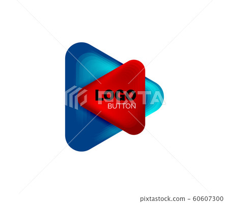 Play, arrow or download button icon, minimal design business logo template. 3d geometric bold in relief style with color blend steps effect. Vector Illustration For Wallpaper, Banner, Background, Card 60607300