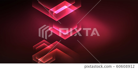 Neon shiny color lines background. Abstract colorful web template Geometric modern technology concept. 60608912