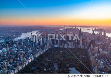 “紐約”曼哈頓全景/鳥瞰圖 60609153