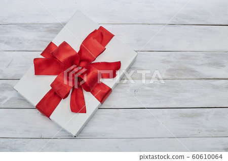 Box gift Valentine Day on white wooden 60610064