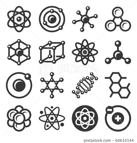 Atom and Molecule Icons Set on White Background. Vector 60610144