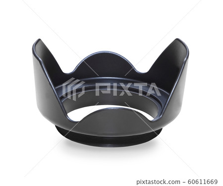 Black plastic lens hood isolated over white 60611669