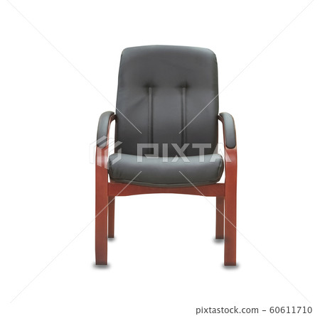 The office chair from black leather. Isolated over The office chair from black leather. Isolated over 60611710