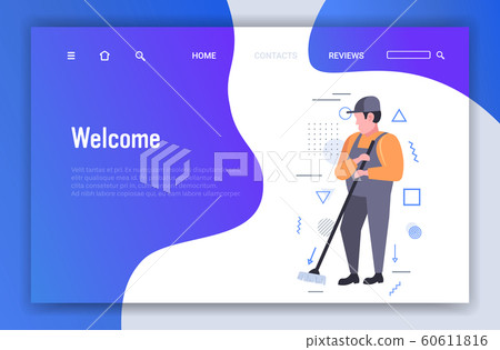 man cleaner washing floor with mop male janitor in uniform mopping cleaning service concept horizontal copy space full length sketch man cleaner washing floor with mop male janitor in uniform mopping cleaning service concept horizontal copy space full length sketch 60611816