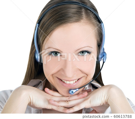 Beautiful customer service operator woman with 60613788
