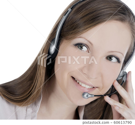 Beautiful customer service operator woman with Beautiful customer service operator woman with 60613790