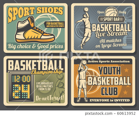 Basketball sport club, equipment shop retro poster Basketball sport club, equipment shop retro poster 60613952