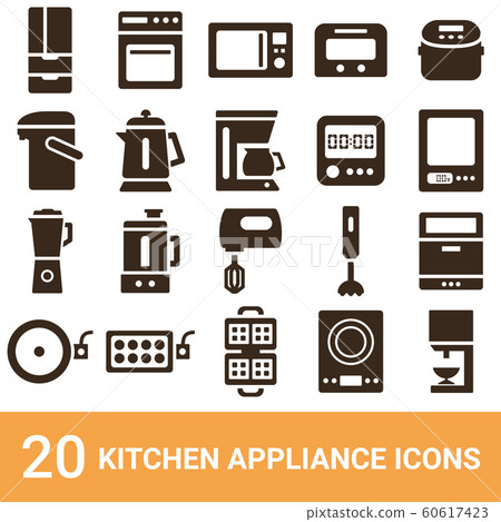 產品圖標廚房用具剪影20套 60617423