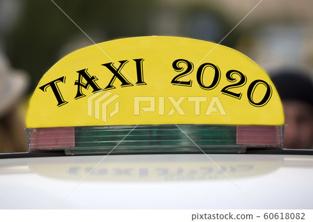 New Year 2020 word on a taxi 60618082