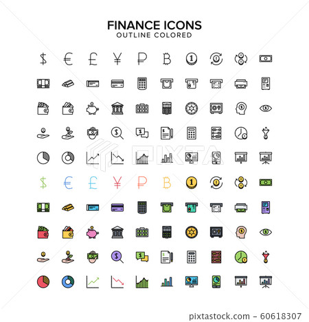 finance outline colored icons finance outline colored icons 60618307