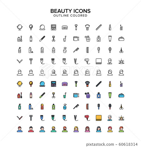 beauty outline colored icons beauty outline colored icons 60618314